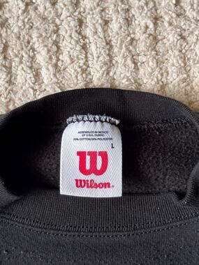 Vintage Wilson Blank Crewneck Sweatshirt Mens Large Black USA Fleece Pullover